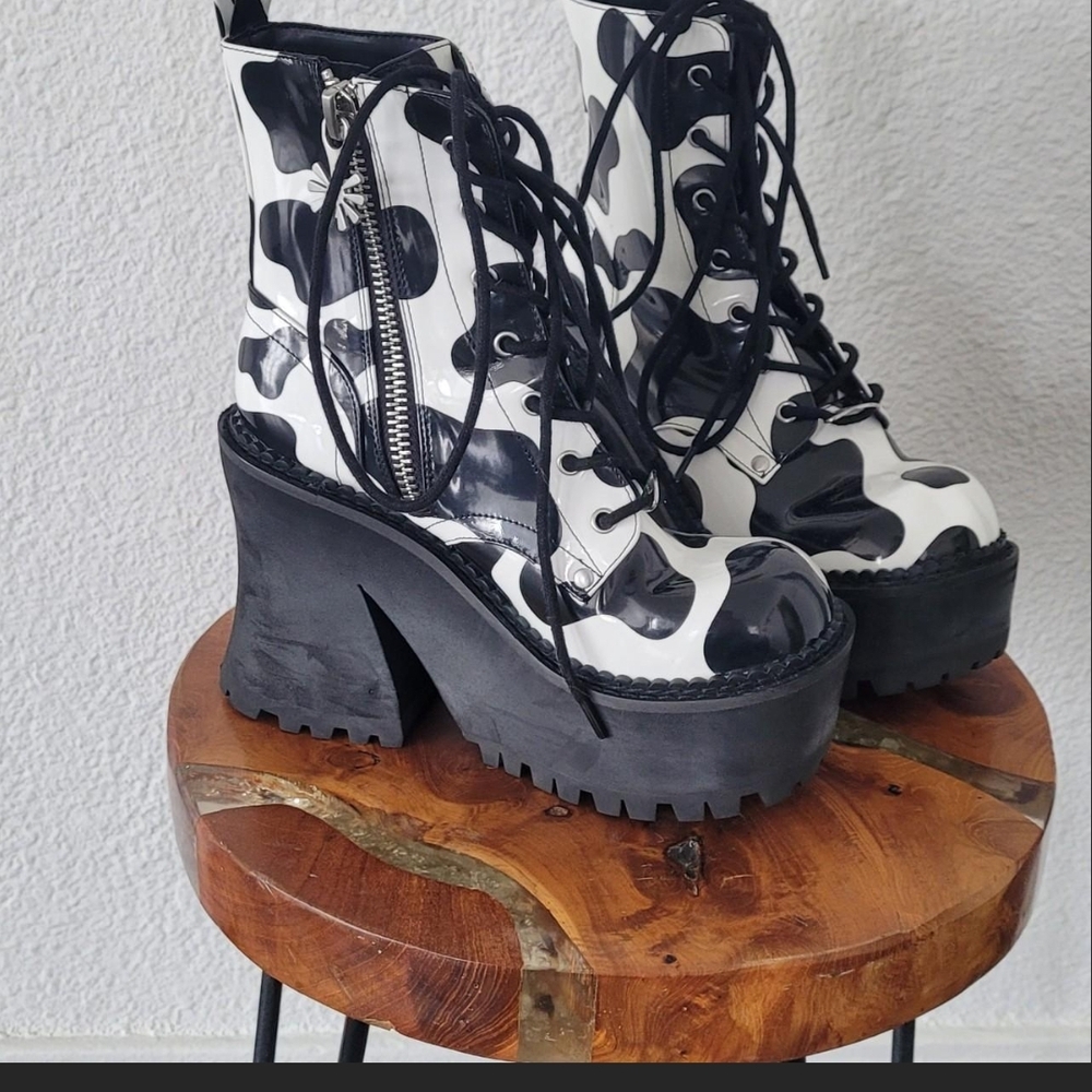 Black and White Platform Boots